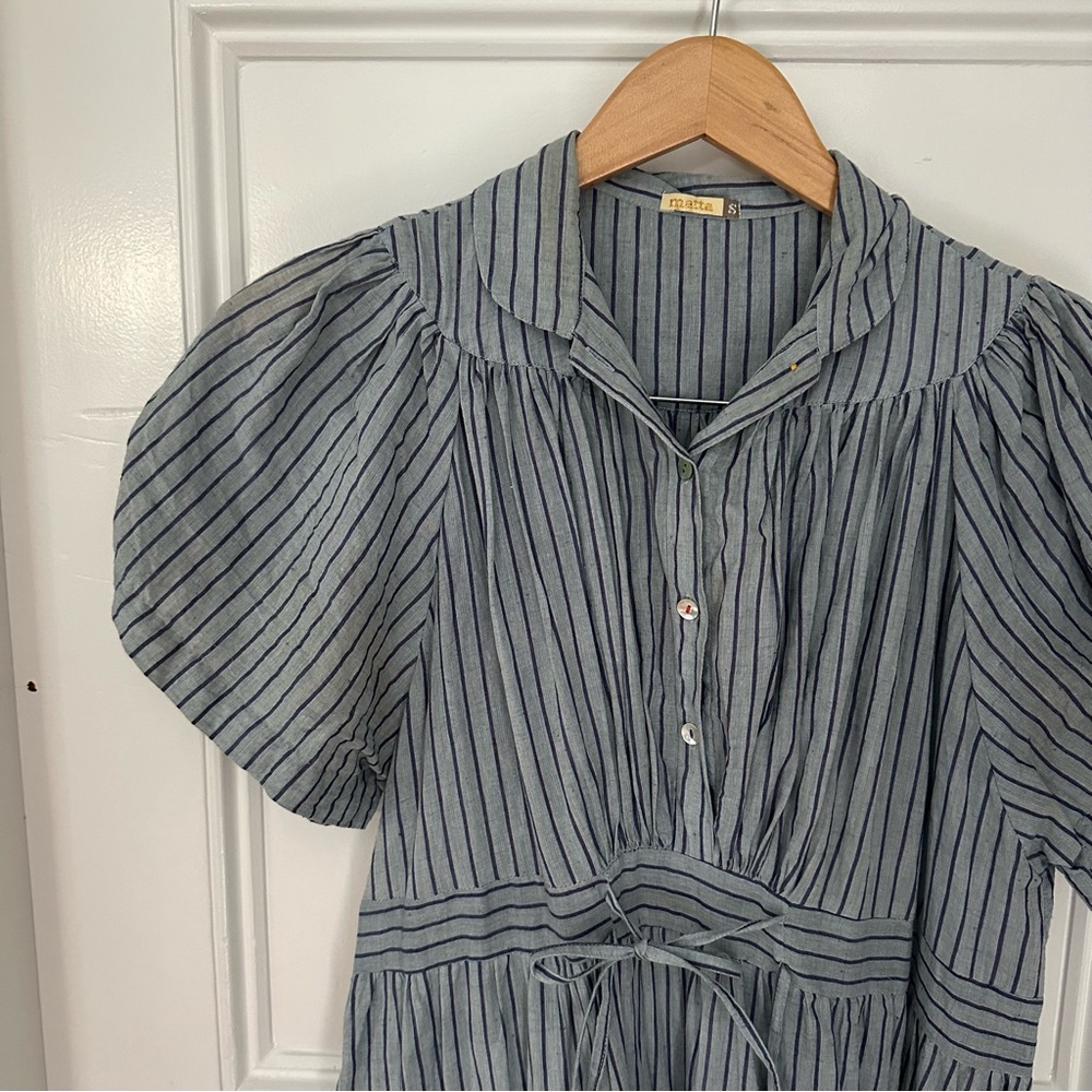Matta Striped Midi Dress Blue size Small - Picture 5 of 10